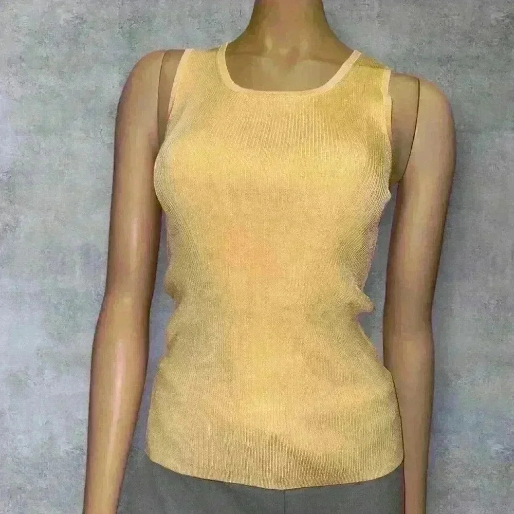 NWOT White house black market women’s rib yellow tank top size XS